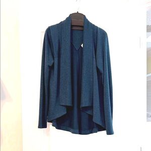 Athleta Nirvana Women's Teal Blue Open Front Cardigan